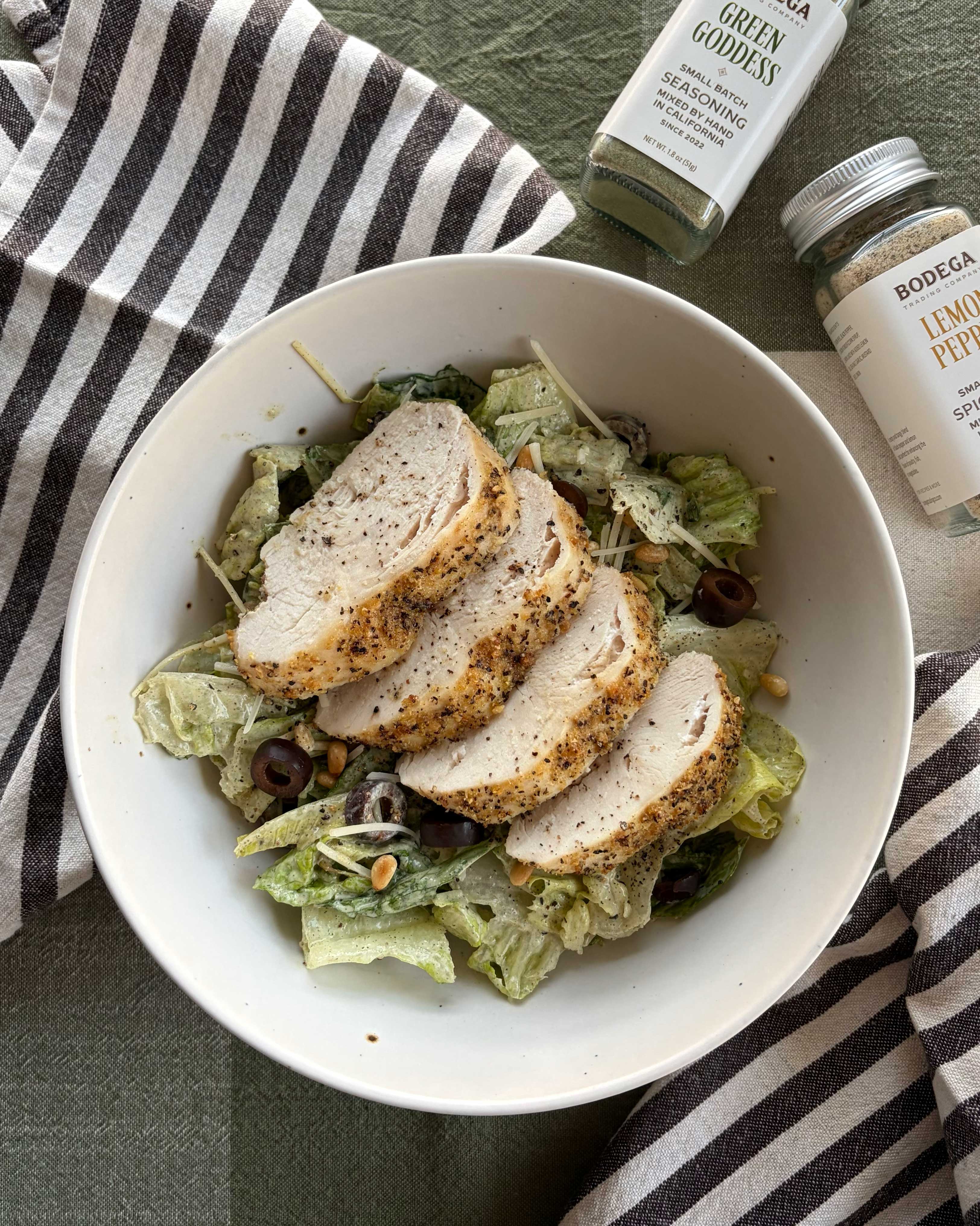 green goddess cesar dressing Caesar Salad with Lemon Pepper Chicken green goddess dressing recipe