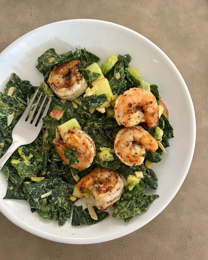 Lemon Pepper Shrimp and Tuscan Kale Salad